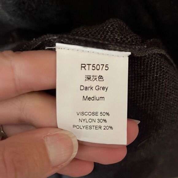 Gray Black Animal Print Cardigan Sweater Medium - Picture 3 of 4